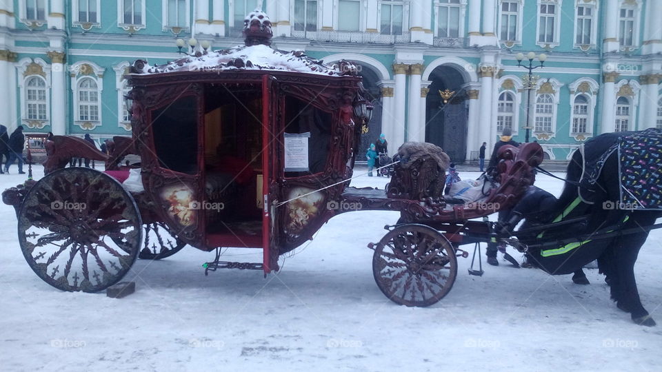 Carriage. Saint Petersburg Palace's square.
