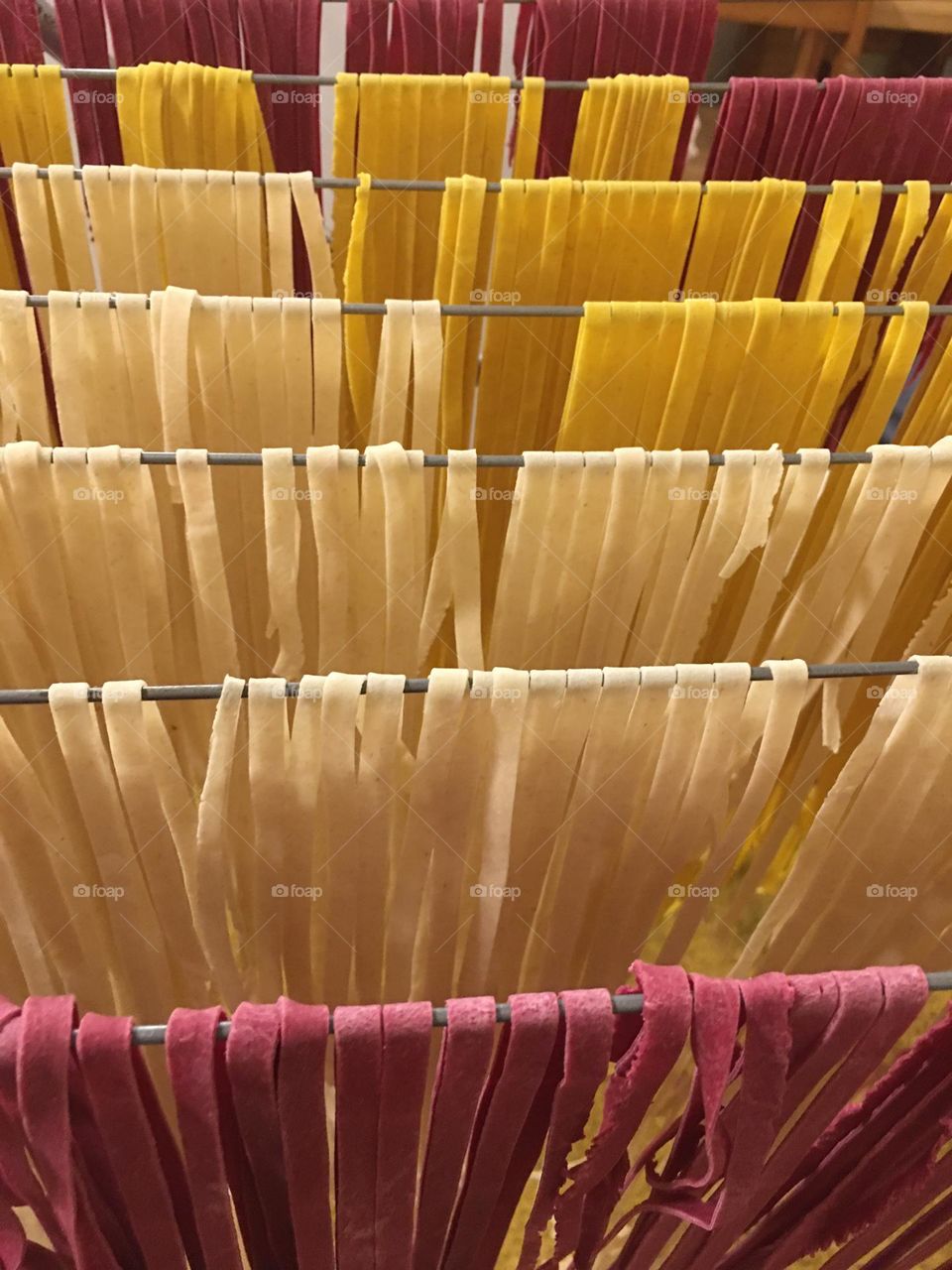 Fresh homemade  pasta drying patuchini