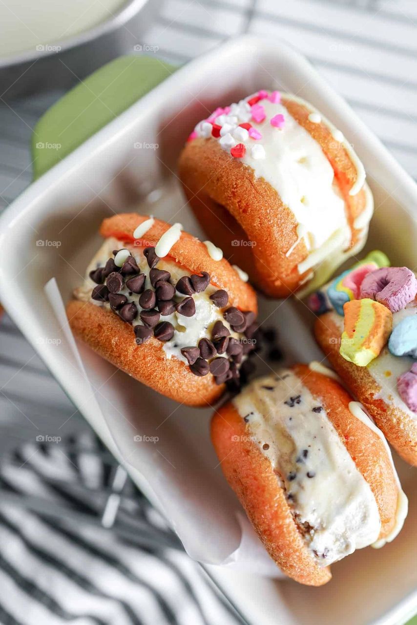 The most beautiful donuts with ice cream