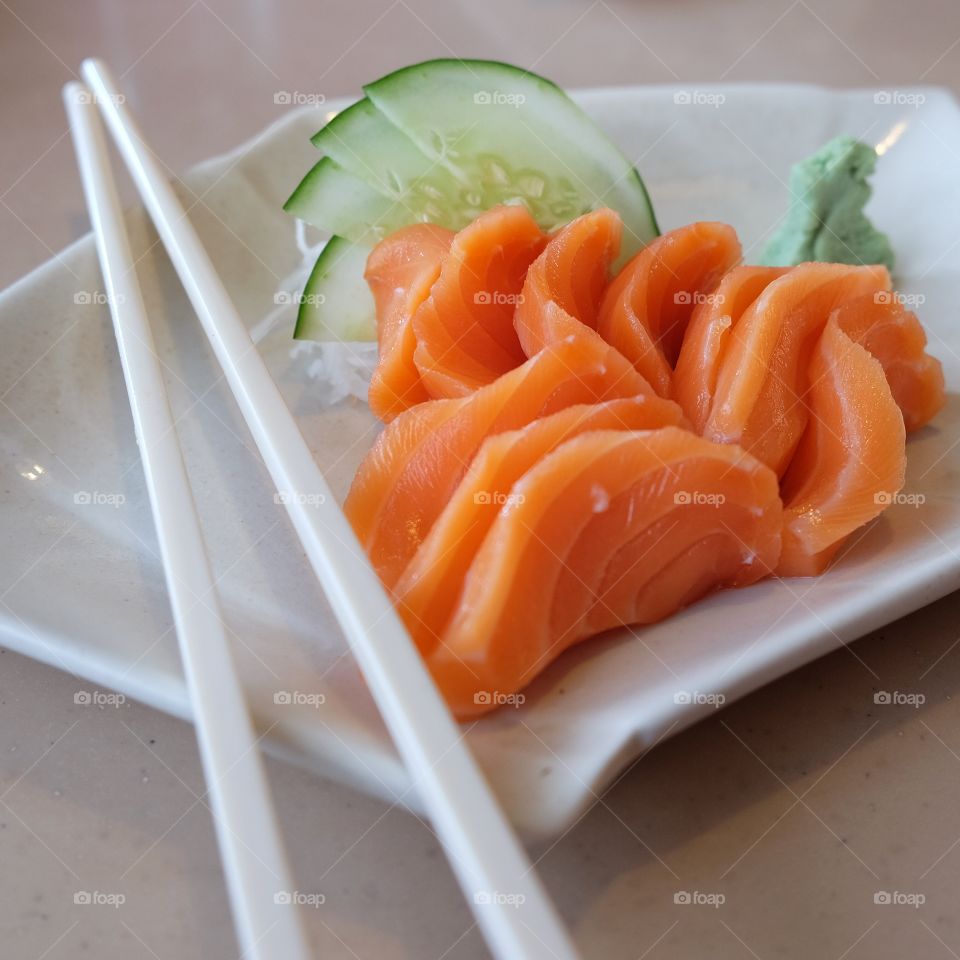 Happy tummy with fresh Salmon Sashimi