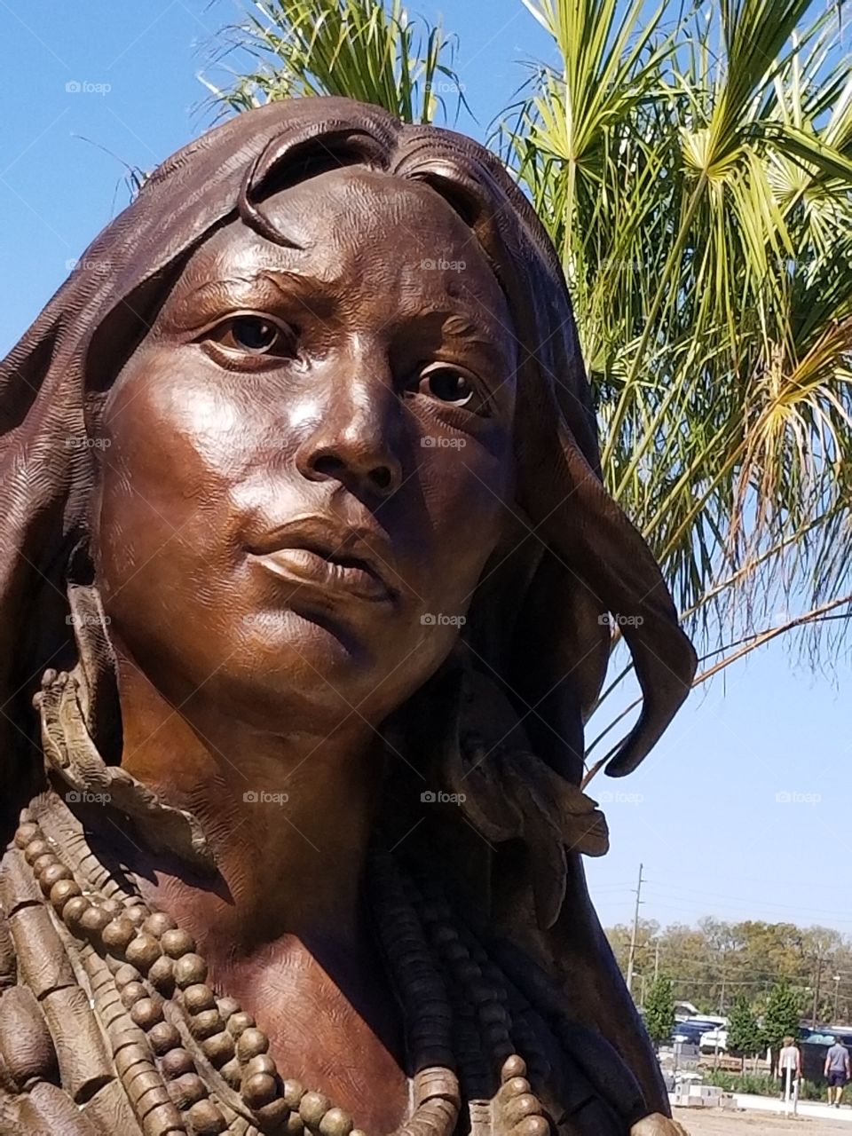 a statue of Ulele aan indian princess who a restaurant in tampa fl was named after