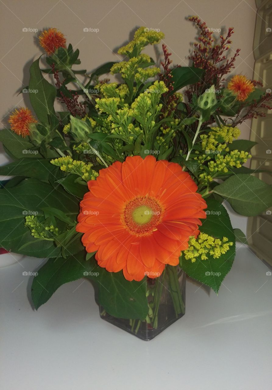 orange fall arrangement