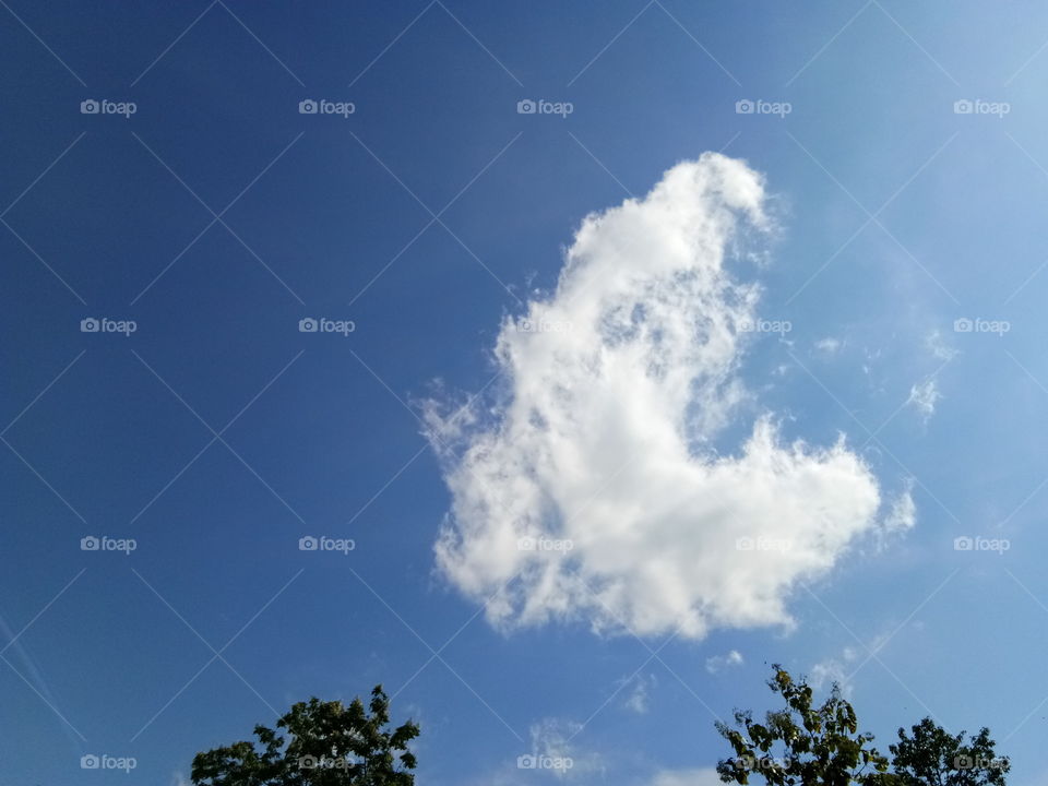 Heart cloud on blue sky