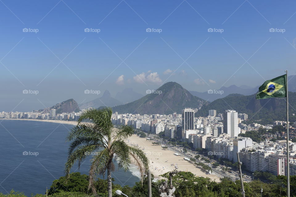 Leme beach and Copacabana beach in Rio de Janeiro Brazil.