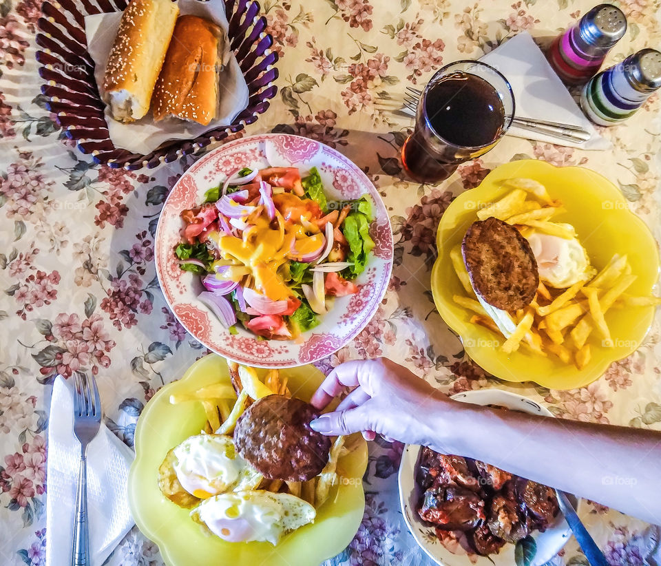 table with various dishes