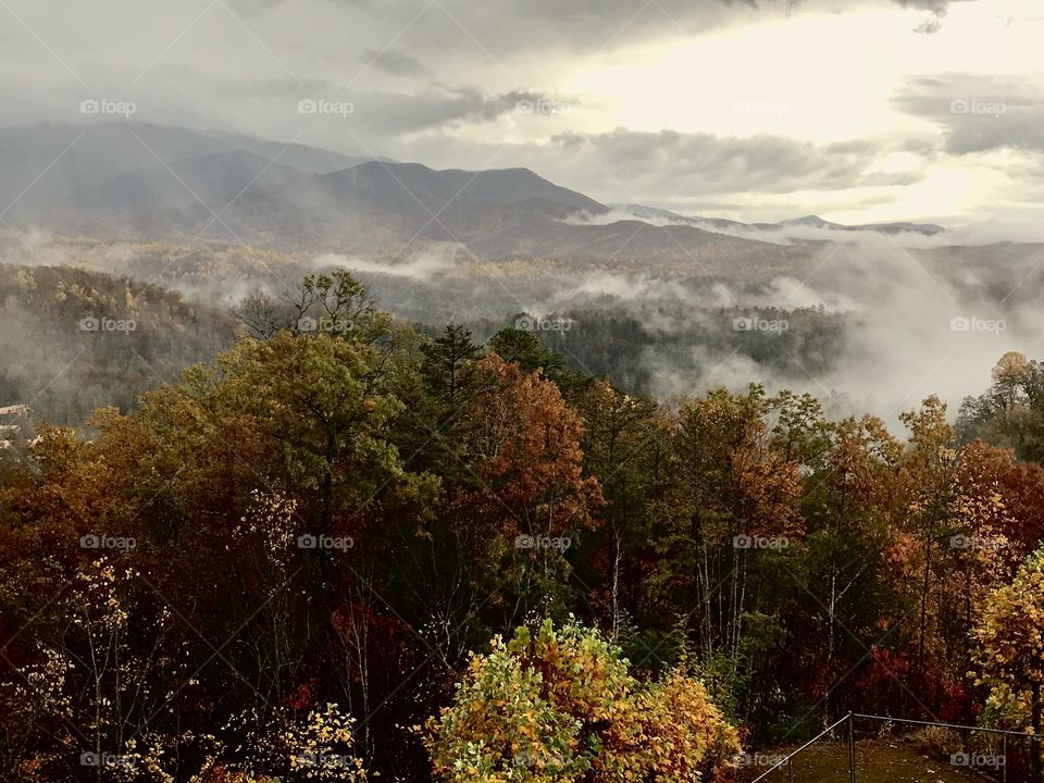 View of smoky mountains after the rain