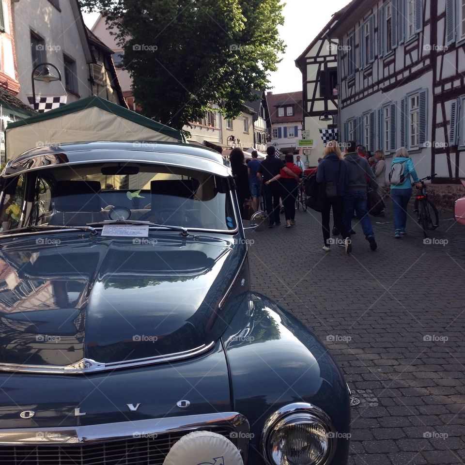 A vintage Volvo car in the town of Dreiechenhain