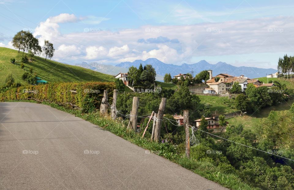 Alpine road in summer time 