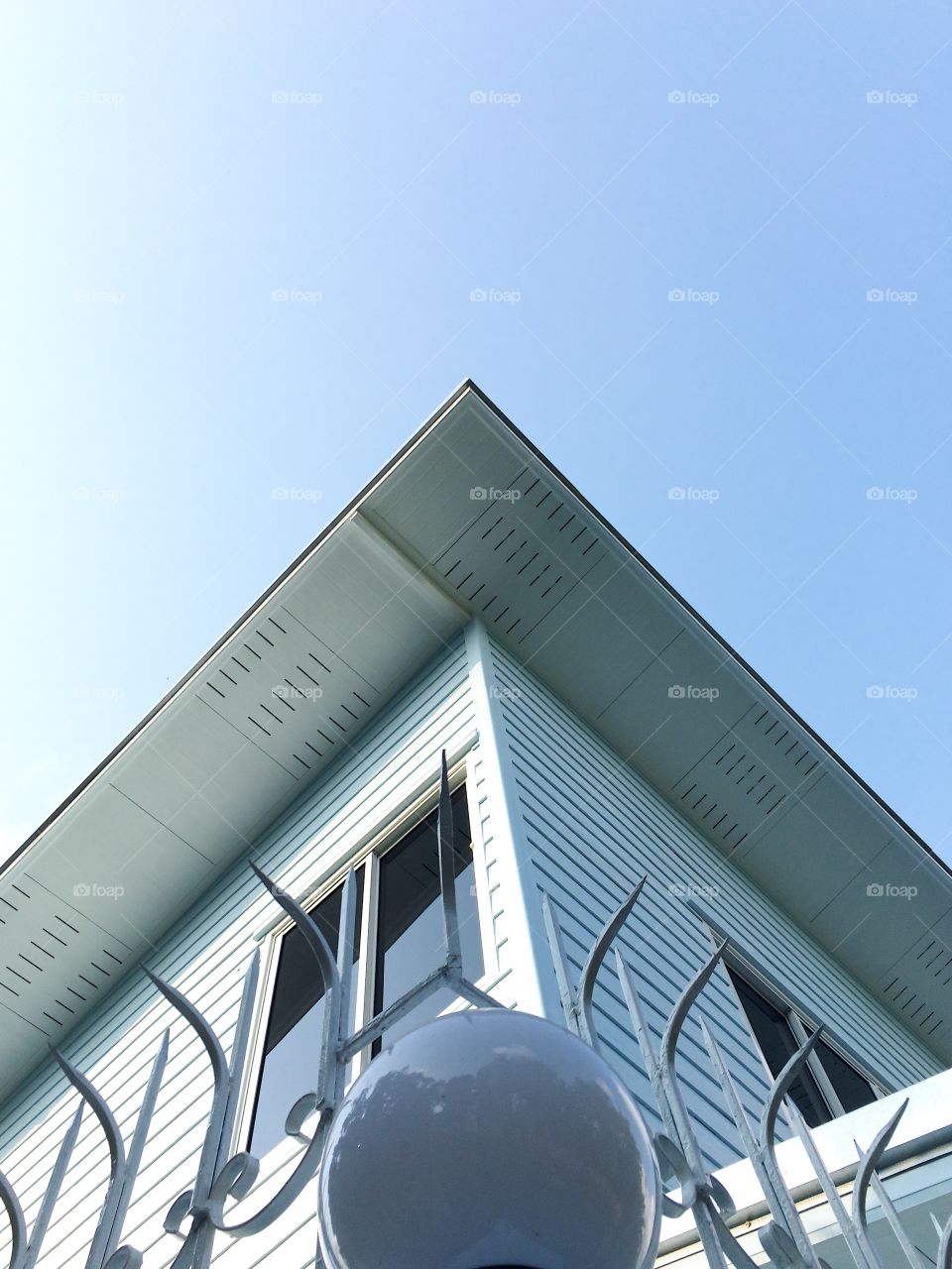 House roof with clear sky background