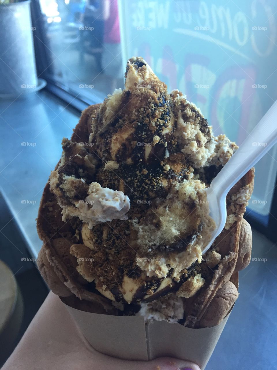 S'mores ice cream sundae in a bubble cone 
