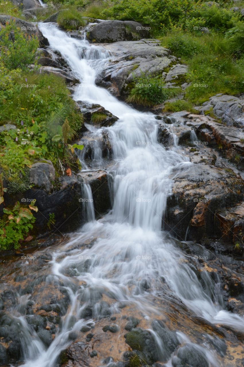 Running mountain river