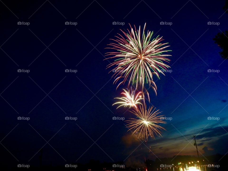 Fireworks on the lake in Indiana 