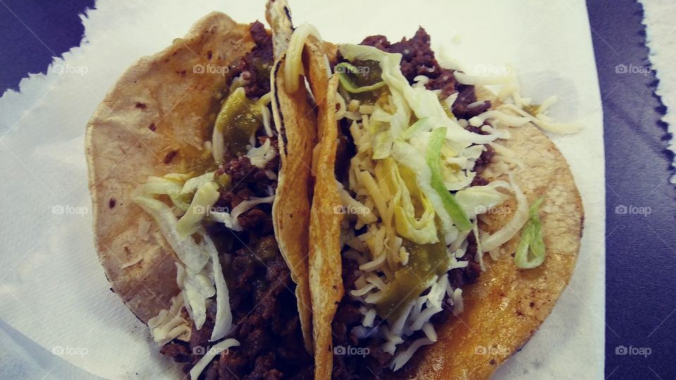 Carne Asada tacos that I was fortunate to nosh on at work when a supervisor brought all the fixins to grill and prepare for all of us for a tasty lunch on a Saturday.  We work at a call center so Saturdays are normal work days for us but tacos are not so it was a real treat.