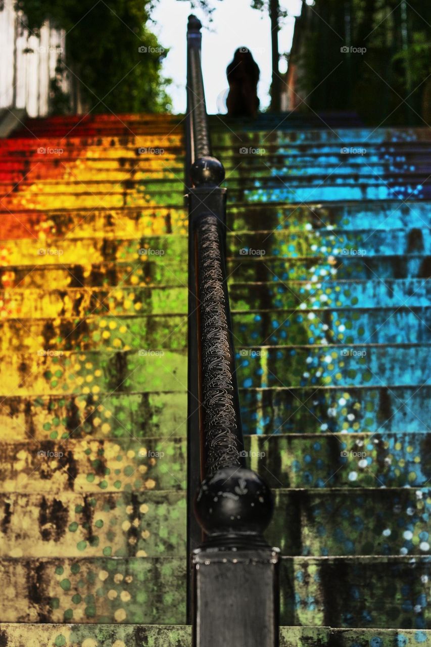 Some colorful stairs in Bucharest, the colors giving life to the city.