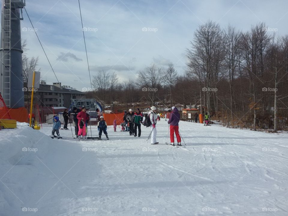 ski track with snow