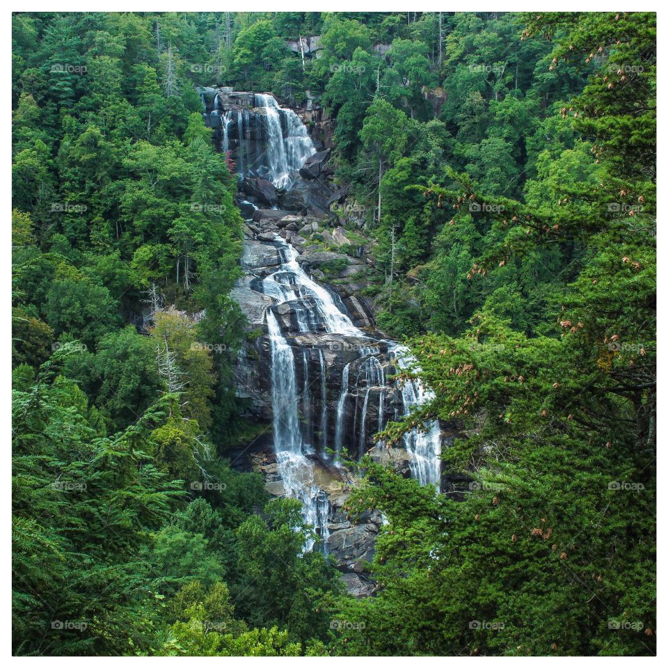 Whitewater Falls, NC. Upper falls, 411 feet... Lower are 400 ft. Total 811ft. Highest waterfall east of Mississippi 