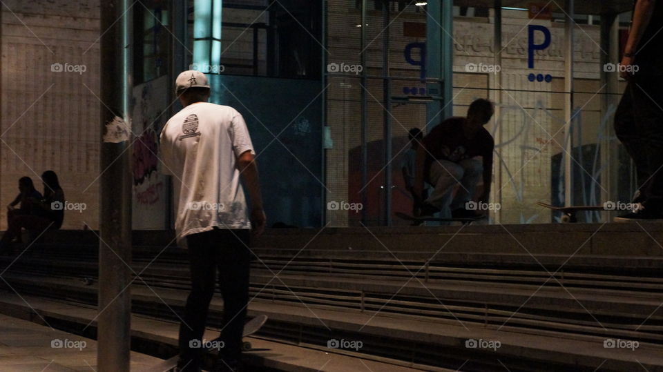 Skaters in the MACBA square. Barcelona 