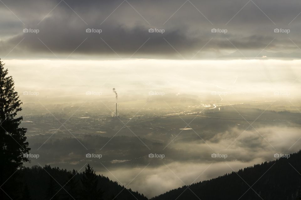 view from mountains to the city