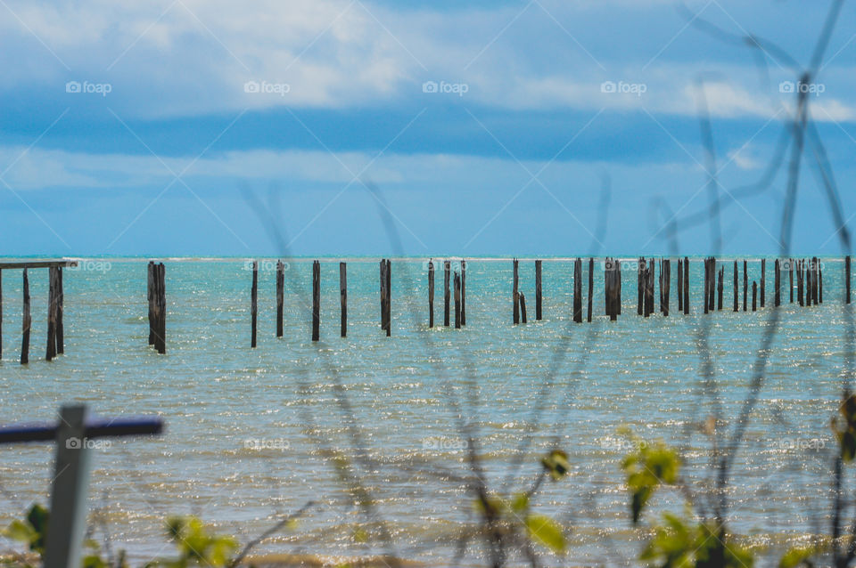 Pier beach in Cumuruxatiba Bahia Brazil