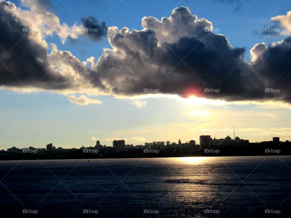 sunset in the city