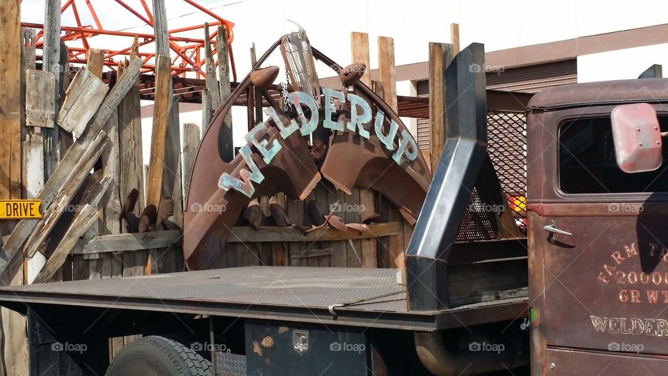 welding sign world or up Las Vegas metal