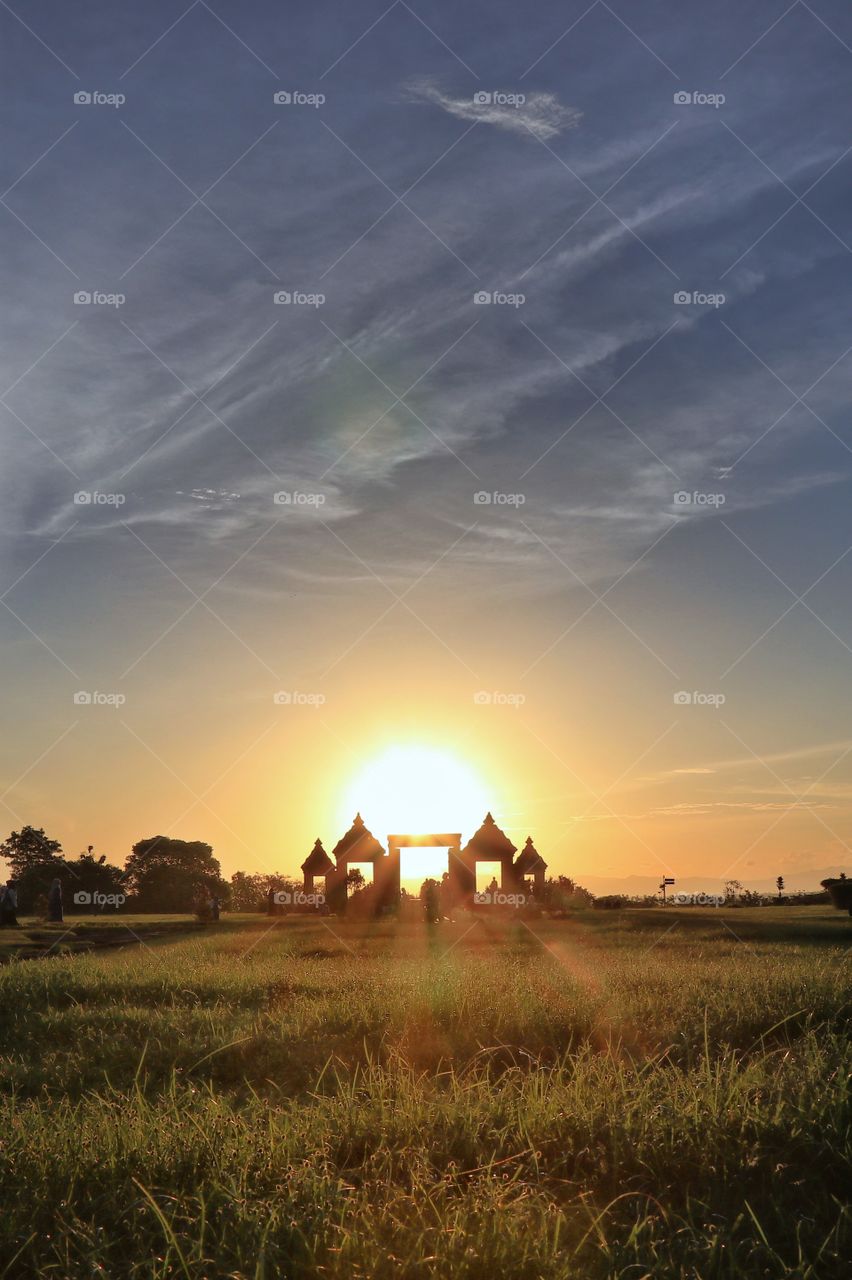 Sunset in ratu boko archaelogical site, near Jogjakarta, Indonesia
