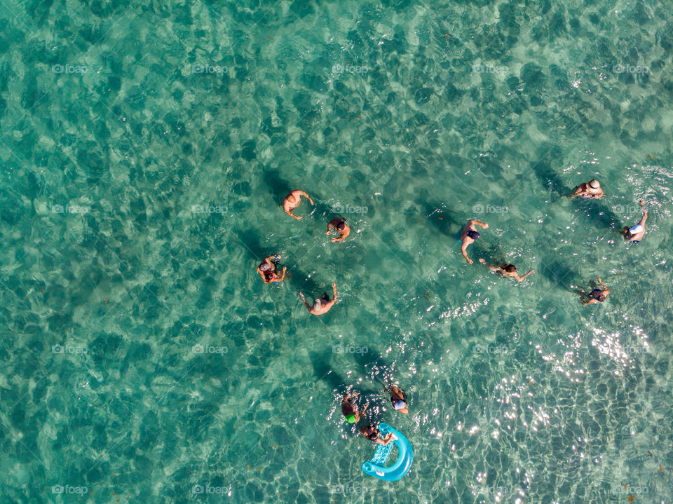 People swimming in the ocean seen from above, Singer Island, West Palm Beach, Florida, USA