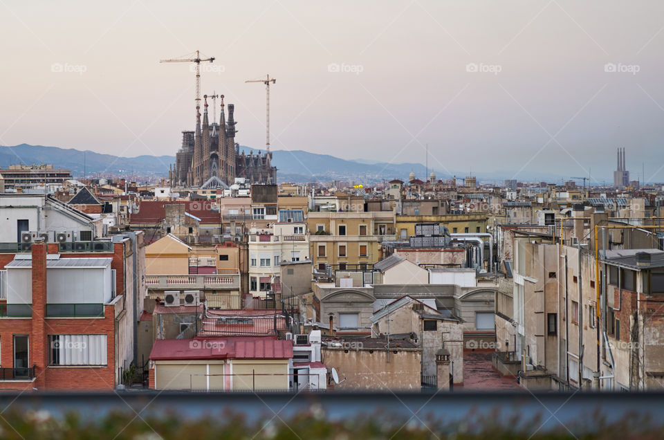 Barcelona Roofs and Sagrada Familia 

