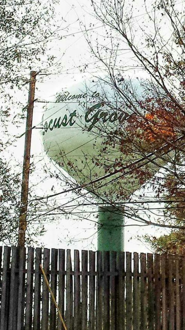 Water tower in the fall