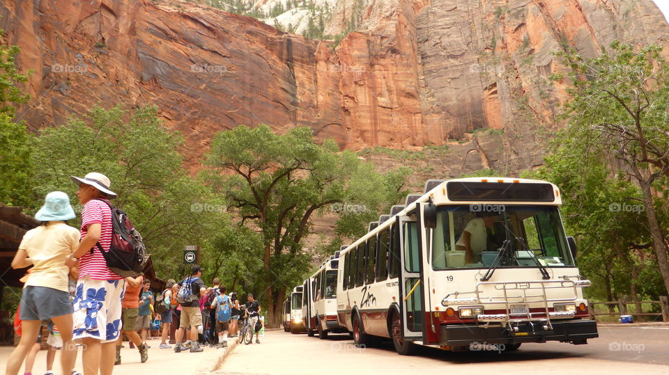 Shuttle for tourists at the Zion Park National Park,Utah