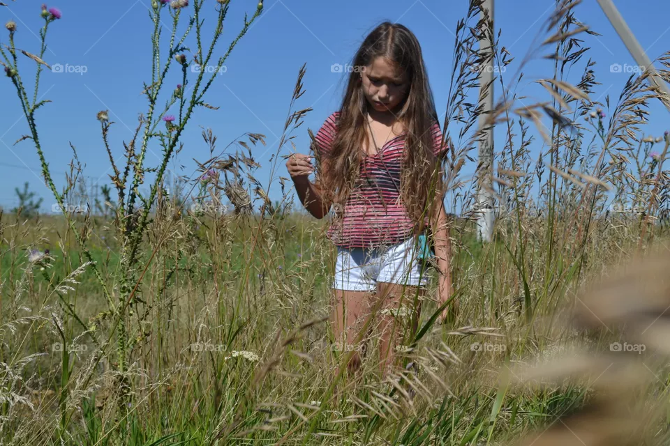в поле