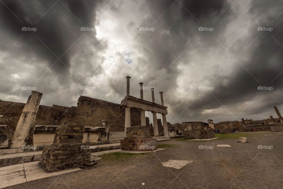 The antique site of Pompaii near Naples in Italy