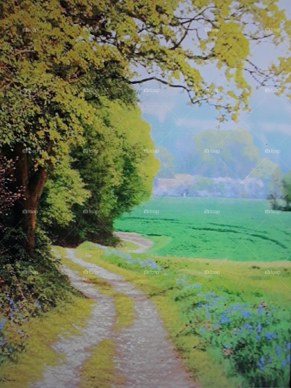 paisagem  com fundo Verde