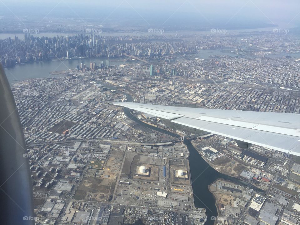 Williamsburg, Brooklyn; Long Island City, Queens; Manhattan; On approach to LaGuardia Airport