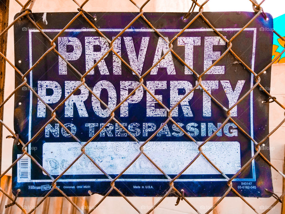Private Property Sign on Gate
