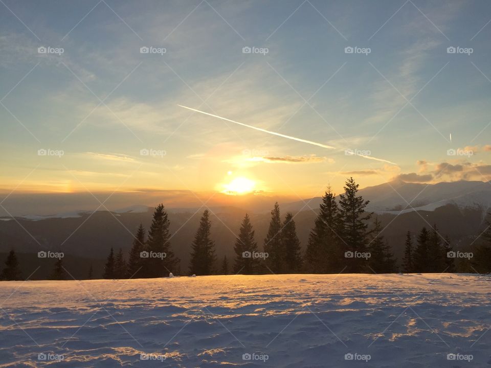 Sunset in winter