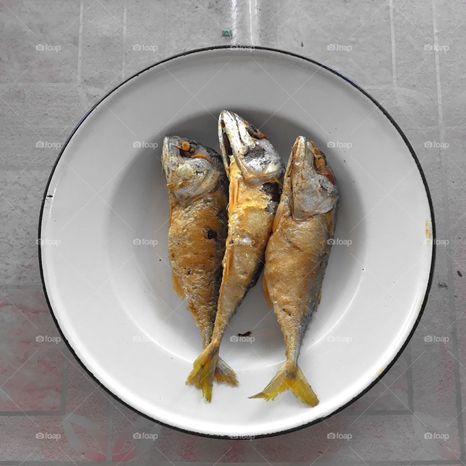 Fried mackerel on white background. Fried mackerel on white background (in Thailand)