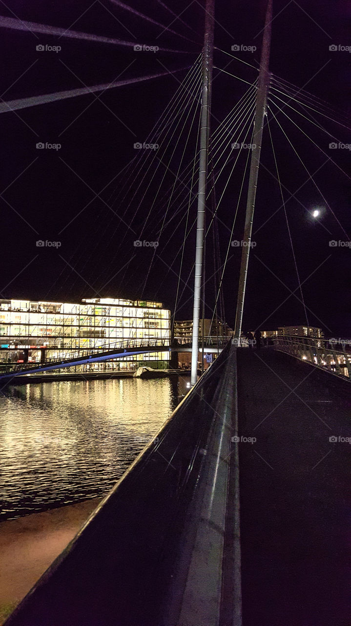 ypsilon. night shot of Ypsilon with college in the background