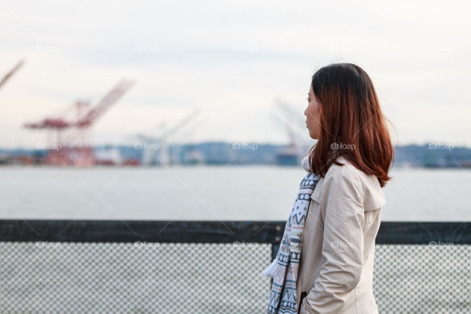 Girl looking at view