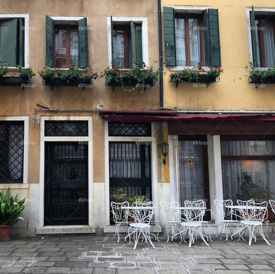 Empty chairs and tables