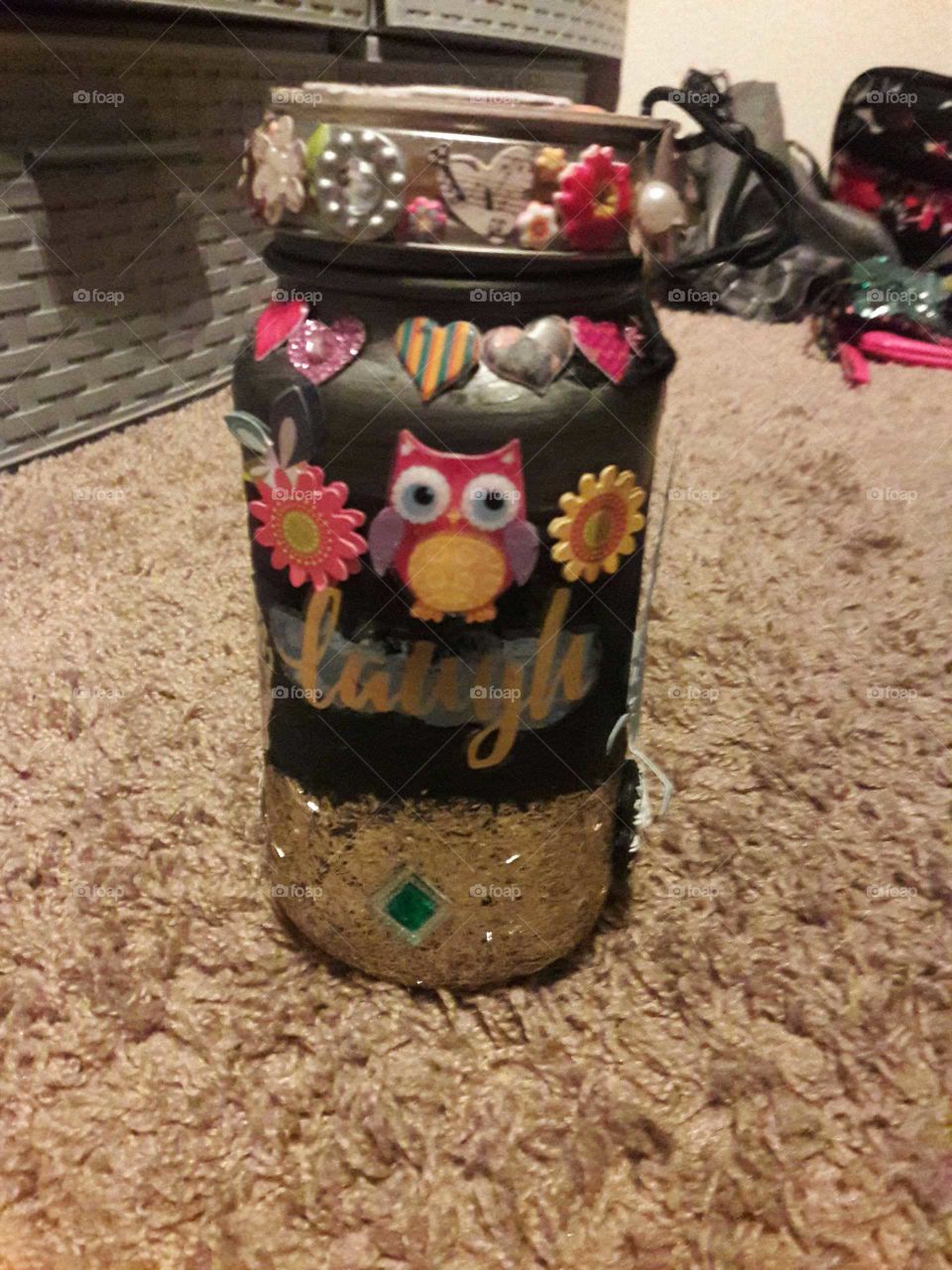 A mason jar that I crafted.