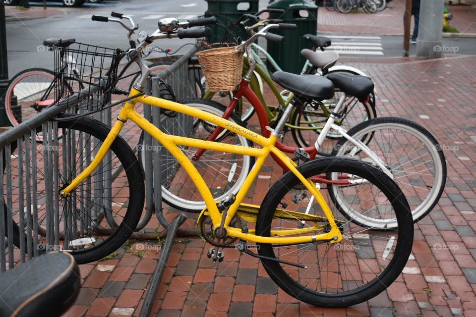 Colorful bicycles to rent to explore Cape May, Delaware. 