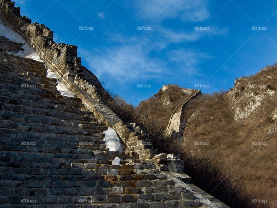 Ruins of the Great Wall in the Beijing province in China