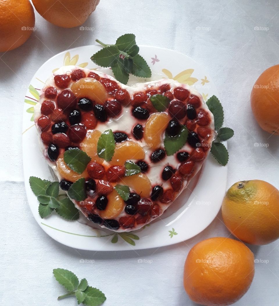 Fruit cake with oranges