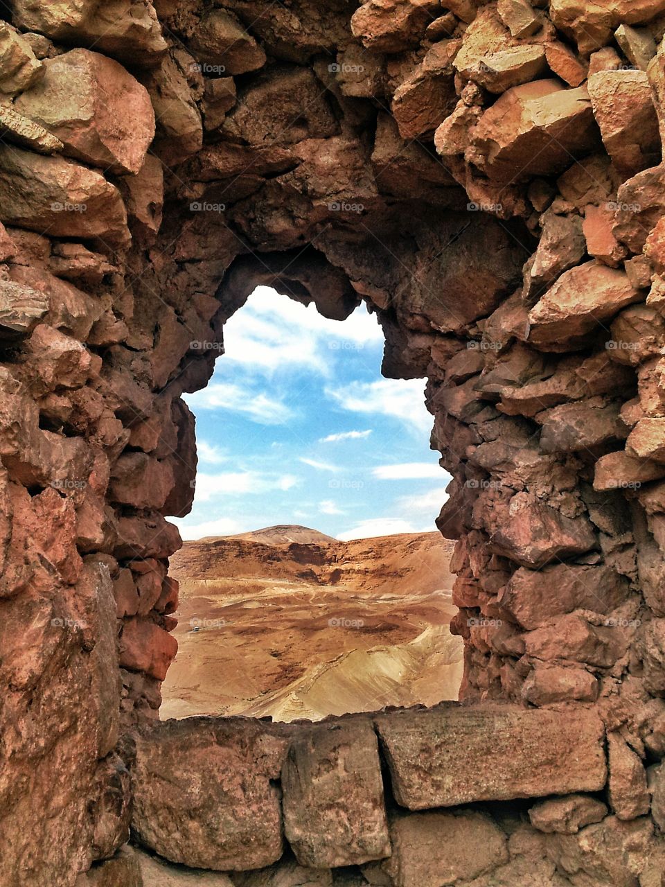 a window to the desert at Masada