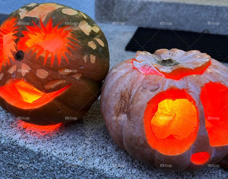 Halloween handmade pumpkin lanterns 