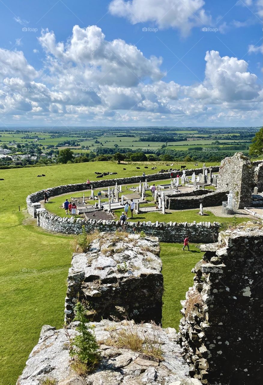 View of the graveyard at the Hill of Slane from the high ruins of the Franciscan College.