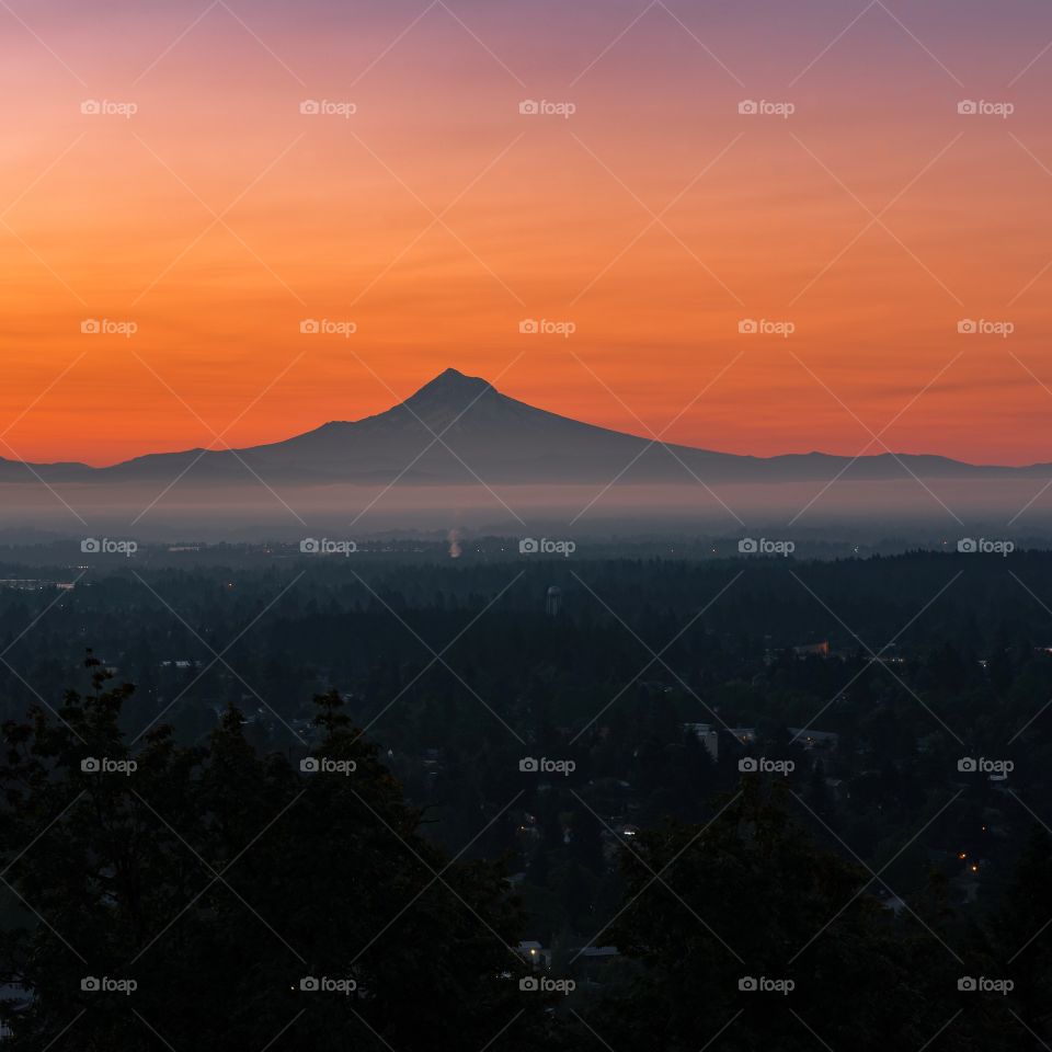August sunrise over Portland 