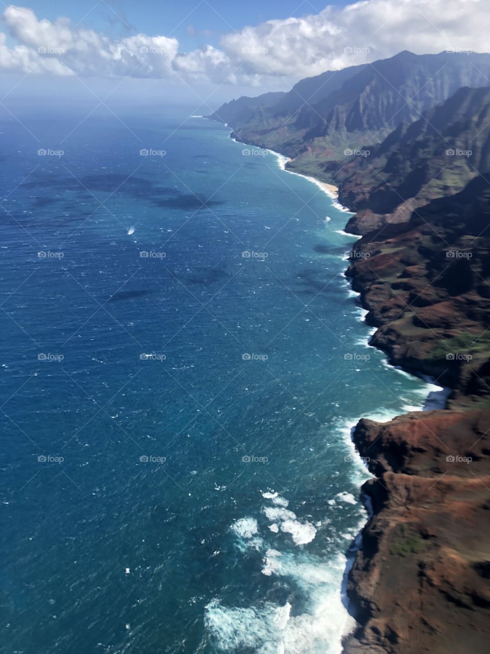Coastal View of Kauai, Hawaii From Helicopter Tour.