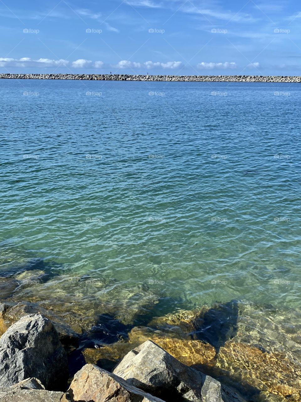 View of the Wedge from Corona del Mar State Beach 